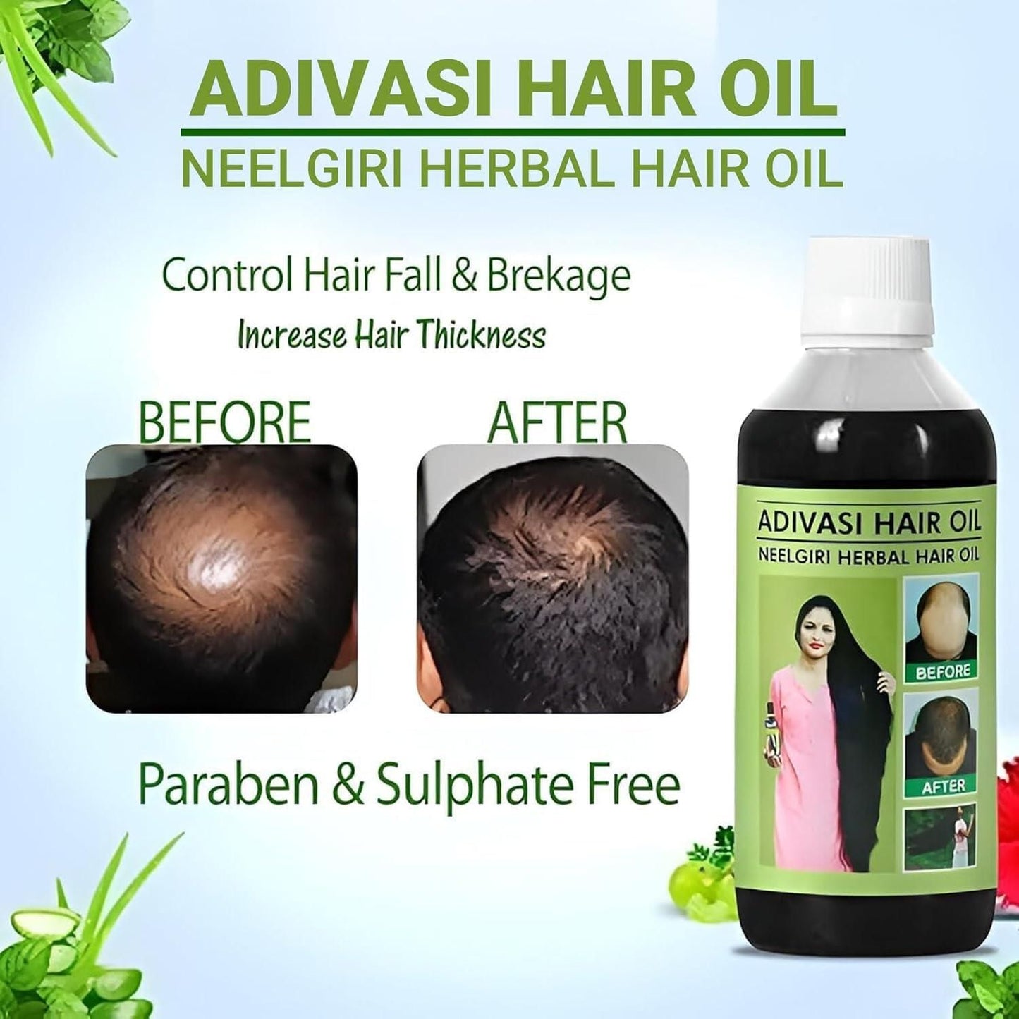 Adivasi Neelgiri Herbal Hair Oil 125ML BUY 1 GET 1 FREE