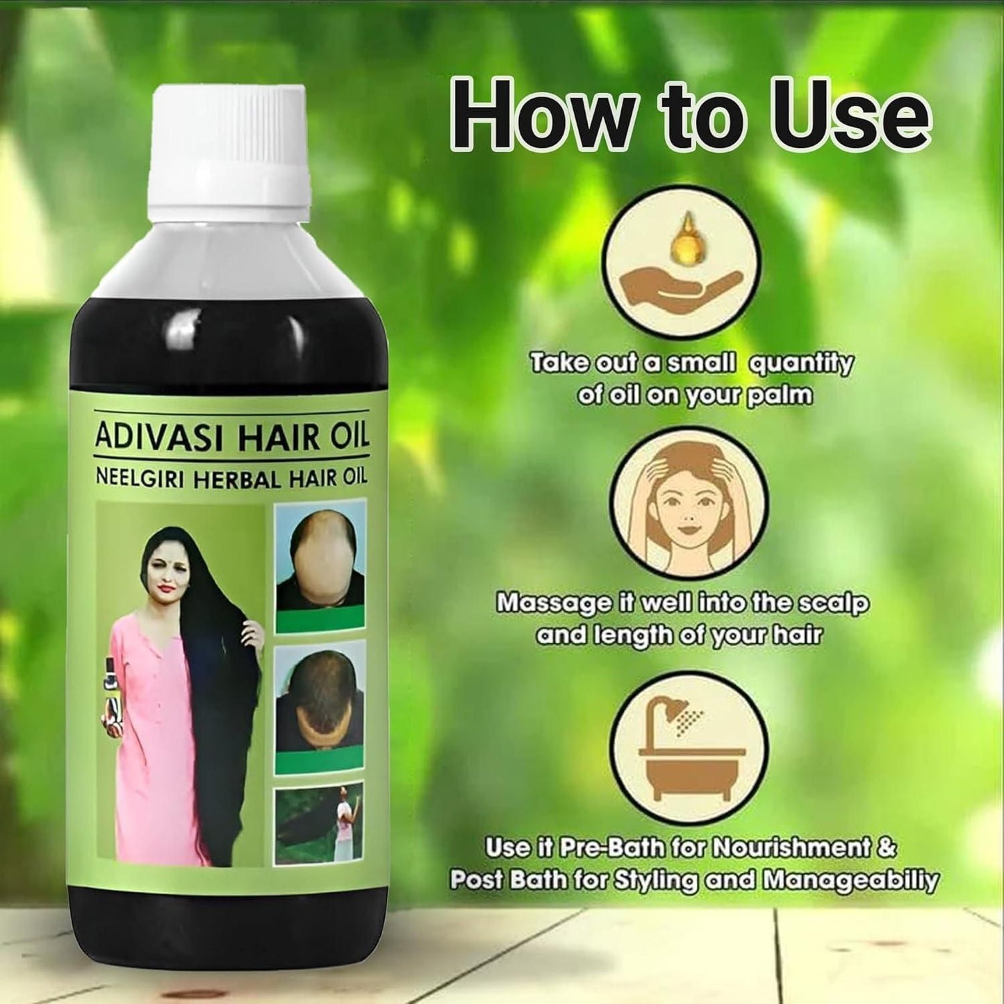 Adivasi Neelgiri Herbal Hair Oil 125ML BUY 1 GET 1 FREE
